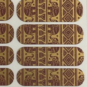 Jamberry nail wraps gold and maroon red elephant Marsala Palace